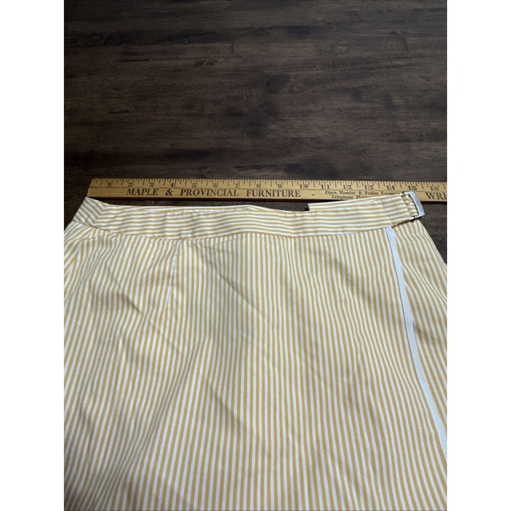 BROOKS BROTHERS‎ A Line Wrap Skirt Womens Orange Striped Lined Woven In  Italy 4 - Picture 8 of 9